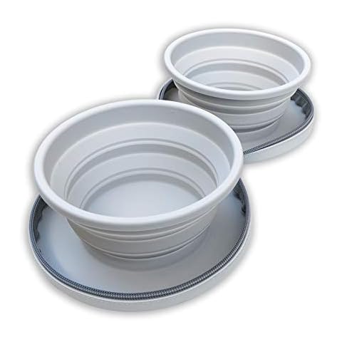 DogBuddy Travel Bowls, Large Collapsible Silicone Dog Bowl with Case, Foldable Expandable Dog Food Water Bowl, Portable Pet Feeding Accessories for Outdoors Travel Camping Hiking, Mist Cover