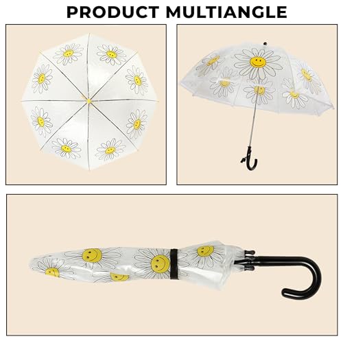 Image of Kraptick Transparent Printed Umbrella for Kids, Stylish & Cute Child Safe Umbrella for Rain, Automatic Water-Proof Umbrellas for Children's /Boys /Girls /Kids (MFP /1112-V)