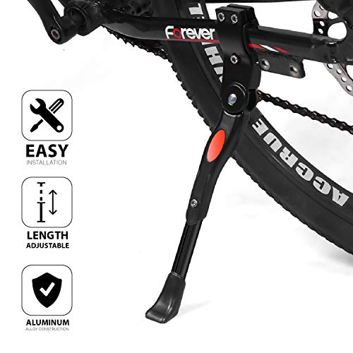 Flexzion Bike Kickstand Bicycle Road Mountain Cycling Rear Mount Side Stand Aluminum Adjustable Alloy Replacement Fits For 26" Tires In Black #TOP1