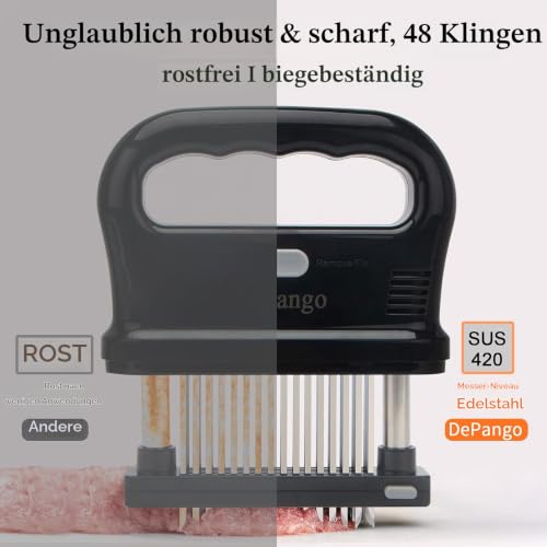 DePango Fleischzartmacher, Steaker für Fleisch mit robustem Edelstahl 48 Klingen für Steak, Hähnchen, Schweinefleisch, Rinderbrust… – Ansicht 4