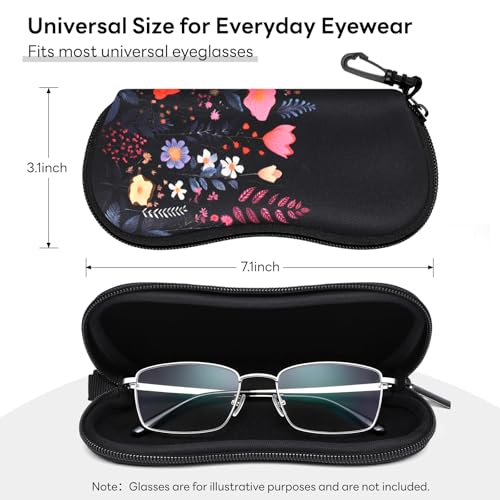 Image of Sunglasses Case with Belt Clip, Ultra Light Neoprene Zipper Soft Padded Glasses Case for Women Men