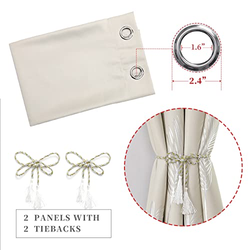 Estelar Textiler Cream Beige Room Darkening Curtains 102 Inches Long with Silver Palm Leaf and Wheat Pattern, Light Filtering Window Curtain Drapes for Bedroom and Living Room, 52Wx102L, 2 Drapes by Estelar Textiler - Image 4
