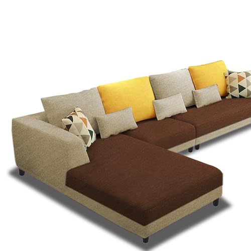 Image of Galib LHS 6 Seater L Shape Sofa Set for Living Room (Cream Brown Fabric) Premium Fabric Sofa