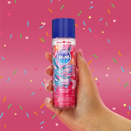 Image of SKINS Birthday Cake Flavored Personal Lubricant Gel for Privacy, an Edible Sex Lube Flavored Like a Birthday Cake, Skins Sexual Lubricants for Privacy and Toys
