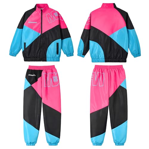 Image of LOLANTA Boys' Girls' Color Block Jacket Track Pants Sets Hip Hop Dance Patchwork Clothes Unisex Streetwear