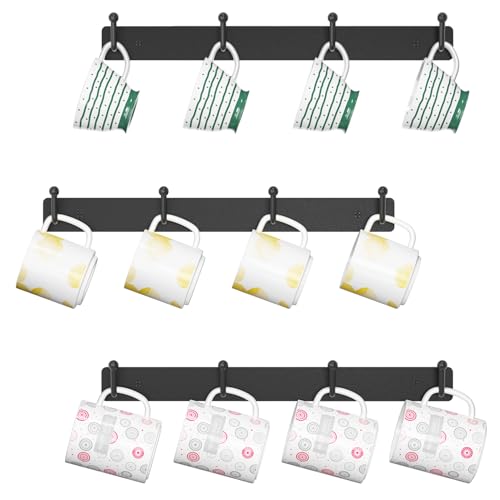 EsLuker.ly Tassenhalter Tassenständer Wand, 3er-Set Tassenregal Tassen...