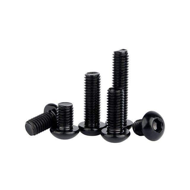 Image of By inchVP INDUSTRIES inch (Pcs-15) M8x75 mm Allen Button Head Cap Screw Black Zinc Plated High Tensile | Round Head Screw for Modular Furniture, Wooden Work, Electrical Fittings, DIY & Industrial Use