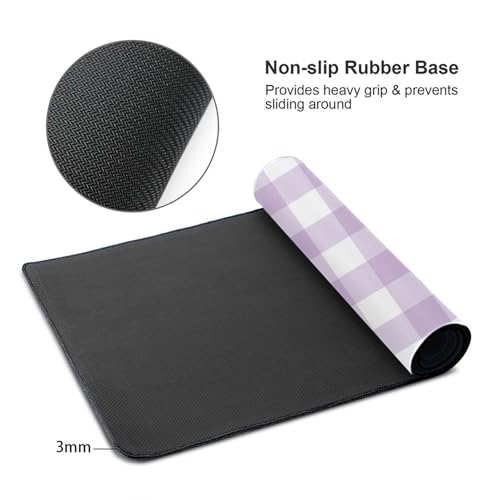 Grand tapis de souris de jeu violet et blanc à carreaux pour bureau - 4
