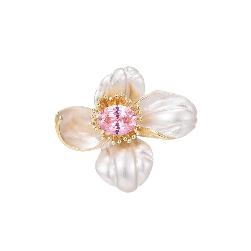 Image of Flower Brooch Pin Gold-Plated Enamel Brooch Lapel Pins Flower Jewelry for Women