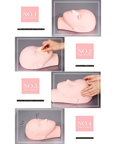 Yephets Pro Training Mannequin Flat Head Practice Make Up Eye Lashes Eyelash Extensions,Practice Training Head Manikin Cosmetology Mannequin Doll Face Head - Thumbnail 2