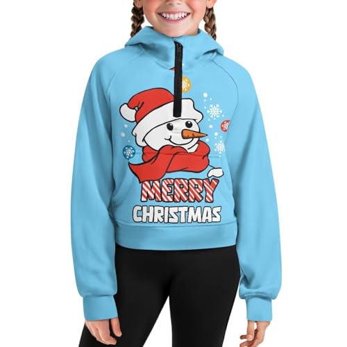 Girls Hoodies Graphic Sweatshirt for Kids Half Zip Pullover Cute Clothes Teens Crop Tops with Pockets 5-14