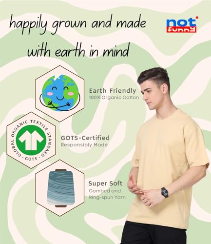 Image of Not Funny 280 GSM Pure Organic Cotton Oversized t Shirts for Men | Drop Shoulder Tshirt for Men & Boys (Available in Black, Blue, Beige,Orange & White)