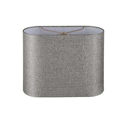 Image of Aspen Creative 37002 Contemporary Oval Hardback Shaped Spider Construction Lamp Shade in Sliver Grey, 13 1 /2 inch wide (8 inch + 13 1 /2 inch) x (8 inch + 13 1 /2 inch) x 10 1 /2 inch