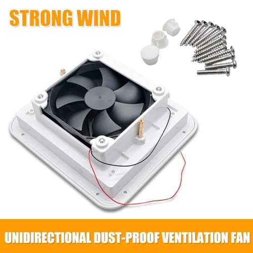 Ventilador de ventilación de refrigerador de 12 V para caravana, fuerte escape de viento para remolque, caravana y cámper accesorios (3000 RPM) - Circulación de aire para automóviles