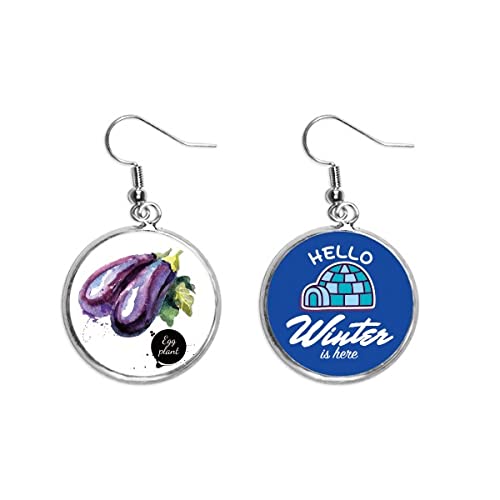 Pendientes de gota de berenjena en acuarela joyería de invierno
