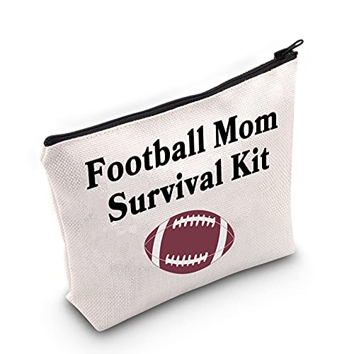 Football Player Mom Cosmetic Bag Football Mom Survival Kit Football Mom Gift Football Lover Travel Zipper Pouch (Football Mom Bag)