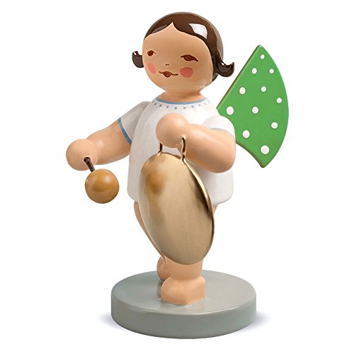 Wendt & Kuhn Brunette Hand Painted Grunhainichen Angel Playing Gong