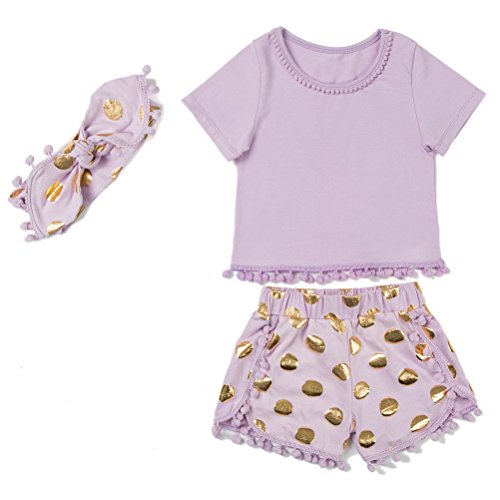 Messy Code Baby Girls Clothes Outfits Toddlers Cotton T-Shirt Top+Baby Shorts with Headband Boutique Clothing Sets