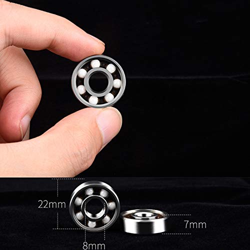 10pcs 608RS Ceramic Ball Inline Roller Skate Wheel Bearing ABEC 11 Anti-Rust Skateboard Wheel Bearing 608 RS 8x22x7mm Shaft(Silver)