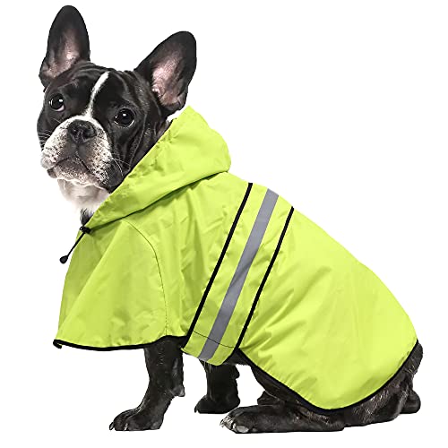 Ezierfy Waterproof Puppy Rain Jacket - Adjustable Reflective Dog Raincoat, Lightweight Dog Hooded Slicker Poncho Raincoats For Small To X- Large Dogs And Puppies (Neon Green, Small) #TOP9