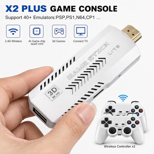 Image of Monex Stationary 4K Retro Video Game Console for TV with Dual Wireless Controllers, 20000+ Built-in Games, HDMI Plug & Play Gaming Stick, Classic Arcade Entertainment System