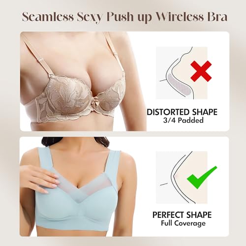 Zen Chic Bra Ultimate Lift Full-Figure Fashion Deep Cup Wireless Seamless Mesh Bras Padded Push Up Back Fat3