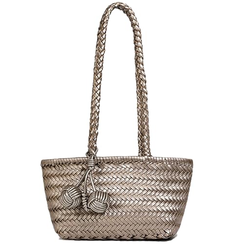 OUYGZOU Woven Shoulder Bag for Women, Mini Hobo Purse, Cute