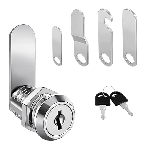 Juego de cerradura de leva de 16/20/25/30 mm para puerta, buzón, cajón, armario, etc. Viene con 2 llaves y 4 placas diferentes para buzón de armario (16 mm)