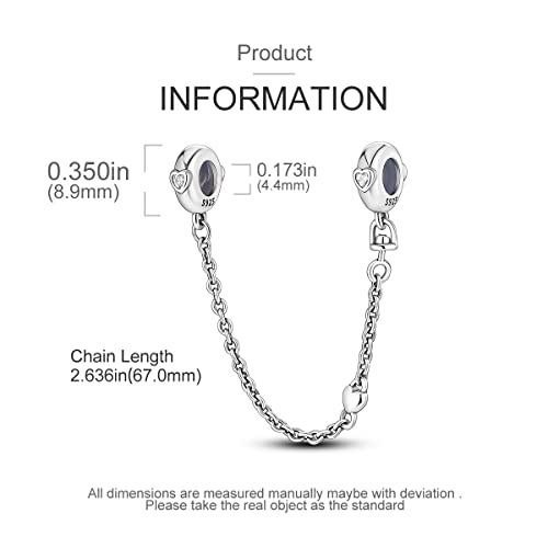 MULA 925 Sterling Silver Safety Chain for Charms Bracelets Dangle Pendants Beads Cute Cat Moon Flower Jewelry Charms for Women3