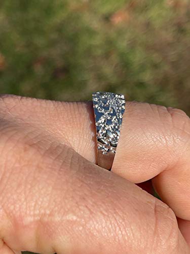 Men's Nugget Ring - Plain Solid 925 Sterling Silver Ring - Iced Cz Claw Mark - Sizes 6-134