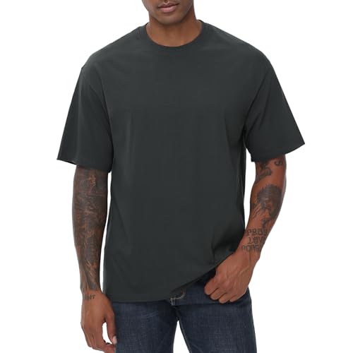 Image of KEEPSHOWING Mens Oversized T-Shirts, Cotton Loose Fit Crewneck Short Sleeve Casual Tees Workout Gym Basic Tops