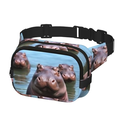 Niedliche Hippos Bauchtasche, verstellbare Umhängetasche, große Hüfttasche, Reisegürteltasche, Unisex, Bauchtasche