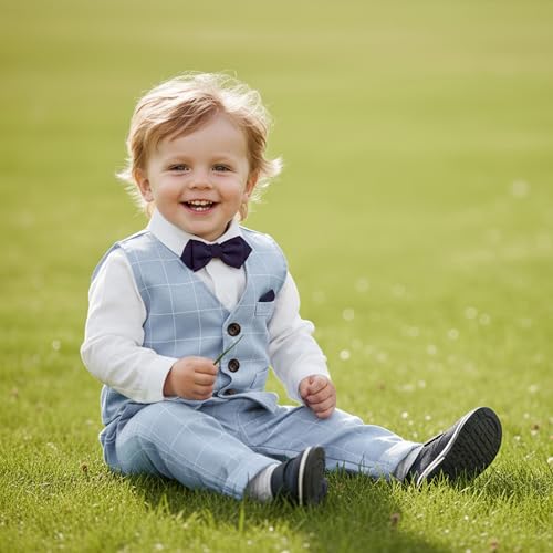 Image of Volunboy Toddler Suit Boys Formal Wedding Guest Dress Outfit | graduation dress clothes, gentleman ring bearer bowtie outfit, back-to-school pants set, birthday photoshoot dressy outfit