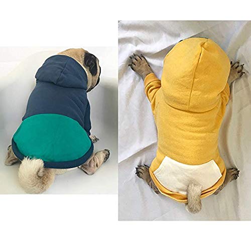 Meioro Dog Clothes Hoodies Pet Cat Warm Soft Cotton Zipper Sweater Coat French Bulldog Pug (3Xl, Yellow) #TOP4