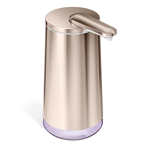 simplehuman Touch-Free Automatic Foam Cartridge Sensor Soap Pump With Lavender Foam Soap Cartridge, Rose Gold Stainless Steel, Rechargeable