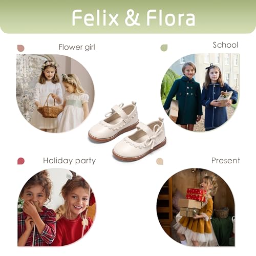 Image of Felix & Flora Toddler Girl Mary Jane Dress Shoes - School Oxford Flats for Girl Party Shoes.