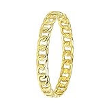 16 mm Lucardi - Damenring, 375 Gold, mit Gourmet-Kettenglied - für Damen - Gelb