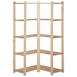 ZXQVLMRS Scaffale angolare in legno di pino massiccio, 5 ripiani, per cantina, garage, ufficio, 82,5 x 82,5 x 170 cm