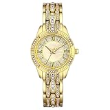 Damen Luxusuhren Diamanten Muschel Römische Ziffern Zifferblatt Zeiger Quarz Uhr Strasssteinen...