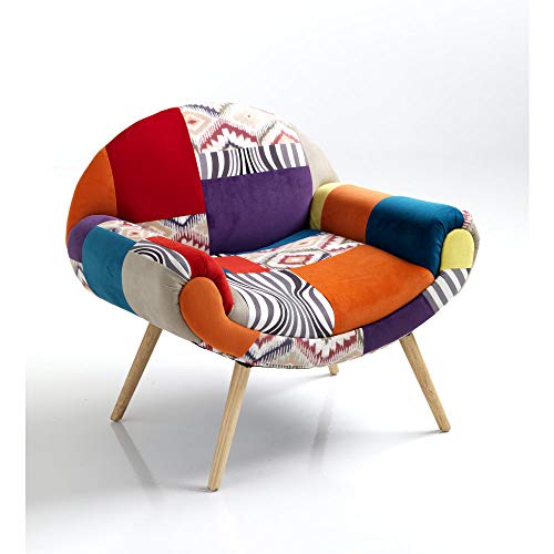 non sfoder Cantabile Wink design, L\'Aia, Poltrona, Tessuto Tecnica Patchwork, Multicolore, 74 x 84 x 70 cm