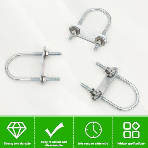 Image of 16 Sets Round U Bolts 1.57 inch(40mm) Inner Width 90mm Length Zinc Plated Steel M6 with Nut, Plate, Washer