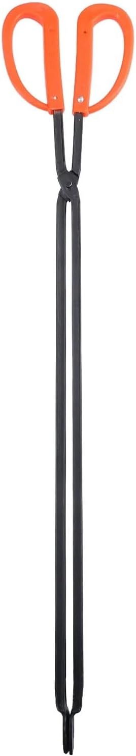 1Pcs Fire Tongs Long Handle Iron Grilling for Bbq Camping Fireplace Wood Burning Stove Outdoor Pit Household Fire-Tongs for Fire Pit Bonfire Campfire Outdoor Indoor