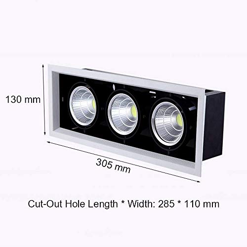 Iluminación comercial led con downlight empotrable de 3 cabezales 7W para techo de aluminio 3