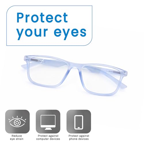 Image of UV Protection Glasses Blue Cut Blocking Harmful Rays Glasses for Men & Women Zero Power Computer Specs Eye Protection Lightweight Frame with Case & Cleaning Cloth