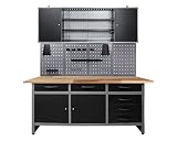 Ondis24 Werkstatteinrichtung 160cm, Werkstatt - Werkbank, Hängeschrank, Euro - Lochwand mit Haken