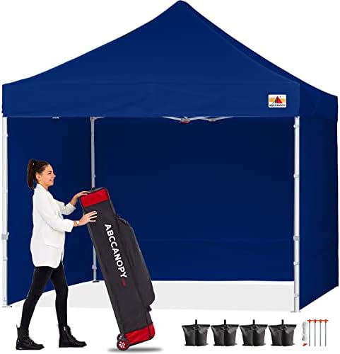 ABCCANOPY Pop Up Gazebo With Side Panels and Door Wall Commercial Shelters Instant Shade And Block Rain, Bonus Upgraded Roller Bag, 4 Weight Bags, Stakes and Ropes (3x6M,Black)