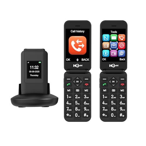 SilisoundTek 2.8+1.5" Flip Phone Unlocked, Dual Screen Flip Phones for Seniors, SOS Button?Speed Dial?Large Fonts?Charging Dock?1400mAh Battery | Big Buttons | Bluetooth | Camera