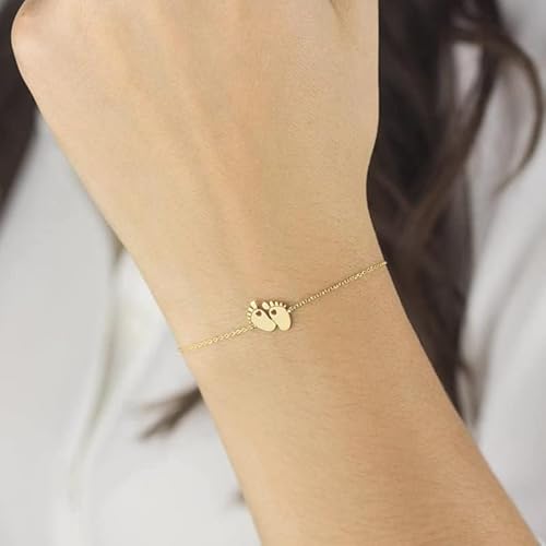 Loyjoy Small Footprints Baby Bracelet For Women Charm Chain Bracelet Feet Jewelry Fashion Jewelry Mother Day - United States - Silver Plated #TOP1
