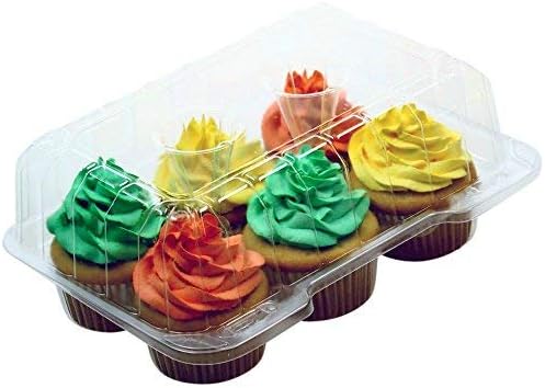 Premium Large Clear Cupcake Boxes 4" High with 6 Compartments - Safe Eco-friendly and Durable Cup Cake Container/Holder to Keep Your Cupcakes or Muffins Delicious & Fresh - Set of 25