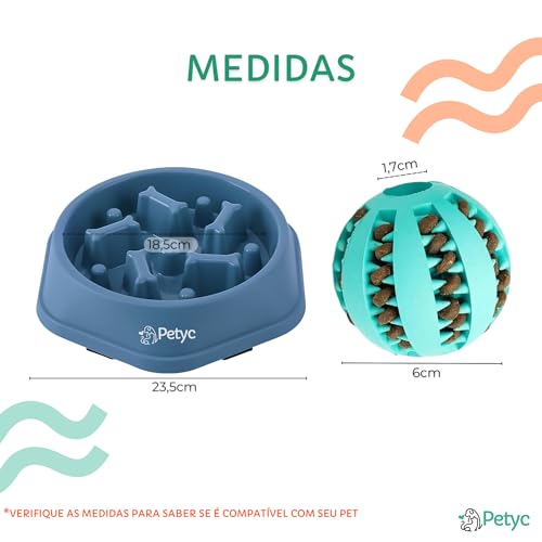 Kit Pets PETYC Comedouro Lento Labirinto + Bolinha Interativa Porta Petiscos Alimentação (Rosa)